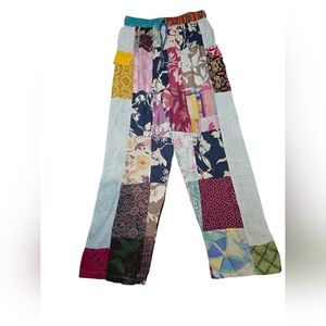 Ananta Made In India Patchwork Pants One Size Rayon NWT Blue Pink